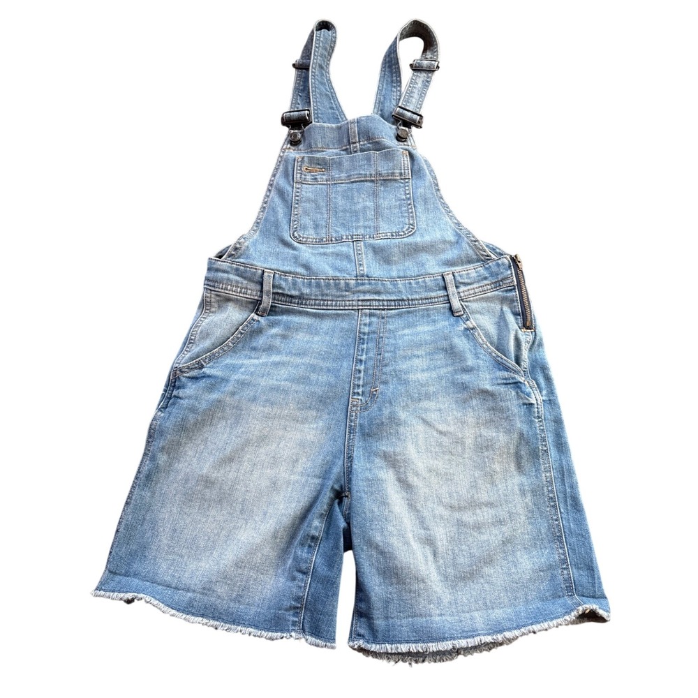 Gap Women Light Wash Denim Farmhouse Shortalls Overalls Playful Size XS